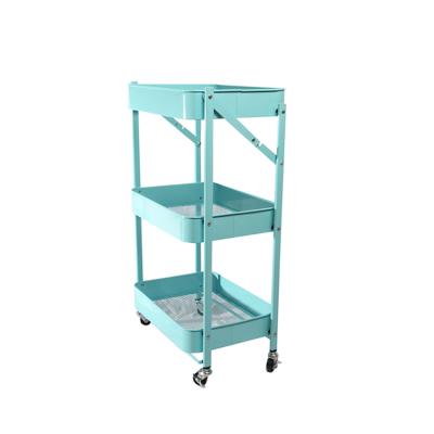 China Foldable Vegetable Basket Morden Layer Hand Truck Toy Storage Rack Trolley Movable Rolling Cart Small Kitchen Multi Spice Carts for sale