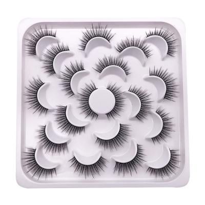 China Realistic Thick Fake Natural Mink Eyelashes 3D Mink Eyelashes Set 3D Faux Mink 3D Faux Silk Fiber Eyelashes 3D for sale