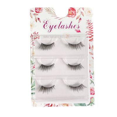 China Customized box 3d private label vegan natural eyelashes natural silk eyelashes silk long invisible strip for sale