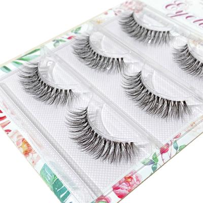 China Customized Long Light Silk Eyelashes Natural Silk EyelashSet Wholesale Box 3D Silk Strip Invisible Natural Lashes for sale