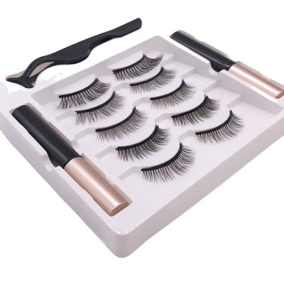 China 2022 Quality Natural Long Thin Eyeliner Magnetic Eyelash Set Dual Eyelash Kits for sale