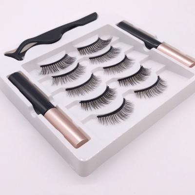 China Vegan New Arrivals Double Crisscross Hair Natural Eyeliner Magnetic Eyelash Set for sale