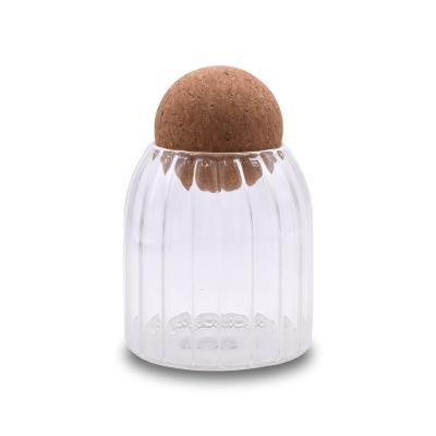 China New Design 900ml 1150ml 1500ml Freshness Preservation Custom Serving Coffee Tea Spice Sugar Salt Airtight Seal Wood Cork Ball Glass Jar With Lid for sale