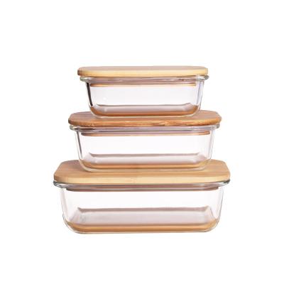 China Restaurant Handmade Freshness Preservation Lunch Box Reusable Hotel Meal Prep Containers Food Storage Containers Set With Bamboo Lids for sale