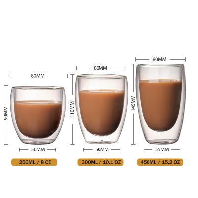 China INS Style Custom Borosilicate Heat Resistant Glass Espresso Mug Double Wall Coffee Mugs for sale