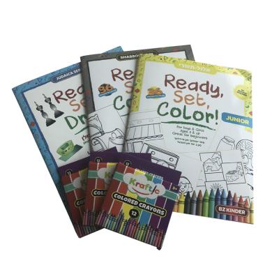 China Custom Cheap Recyled Book Printing Factory Kids Crayons Coloring Book Set Printing for sale