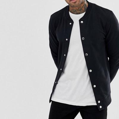 China Viable Factory Direct Sales Price Cheap Black Jacket Metal Button Jacket Plain Ribbed Neck Cotton Jacket for sale