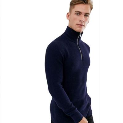 China High Quality Anti Shrink Turtleneck Turtle Neck Hollow Half Zipper Casual Vintage Knitted O-Neck Mens Sweaters for sale