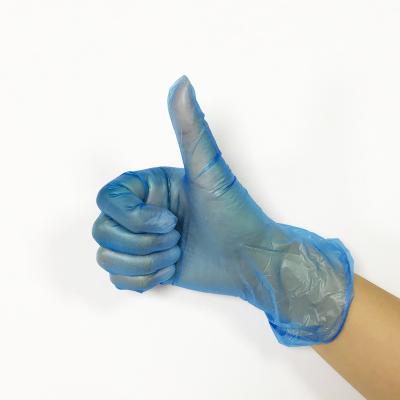 China Smooth Powdered Vinyl Glovees PVC Non Toxic Vinyl Blue Glovees Price for sale