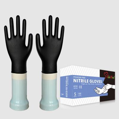 China Experiment/foods/disposable black powder nitrile glovess free promotion exam factory cheap cleaning for sale