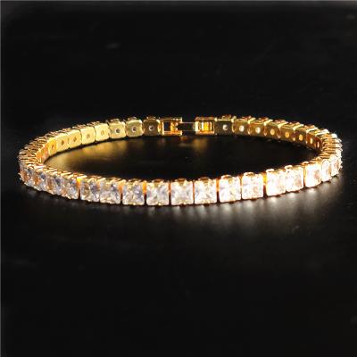 China Real High Quality Lead Free Nickel Free Gold Plating Round Cut Chain Bracelet Full Crystal Diamond Hip Hip Cubic Zircon Tennis Bracelet for sale