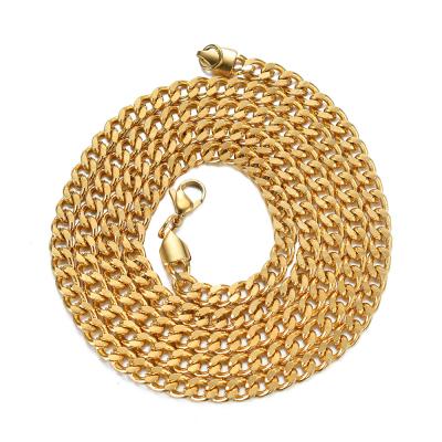 China Hips Hops European Hotselling Hip Hop Necklace Accessories Real Gold Plated Stainless Steel Cuban Chain for sale