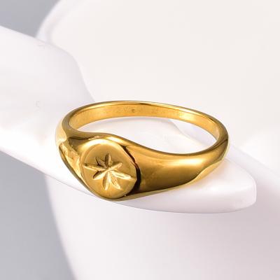 China Lead Free Nickel Free European Elegant Real Gold Plated Stainless Steel Rings Titanium Steel Star Geometric Finger Rings for sale