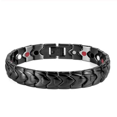 China Pulseras Titanium Energy Magnetic Steel Bracelets Wholesale Magnetic Steel Bracelets Men's Black Bracelets Lead Free Nickel Free Therapy for sale