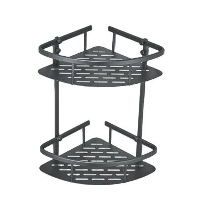 China Tidy Triangle Double Hanging Basket/Bathroom Hanging Shelf Corner Toilet Bathroom Basket Storage for sale