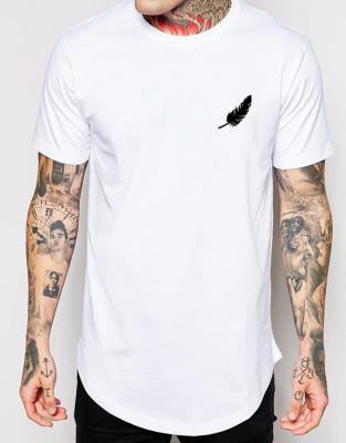 China Anti-Wrinkle Hip Hop Muscle Fitted Curved Edge White Cotton Logo Men Custom Printing T-Shirt for sale