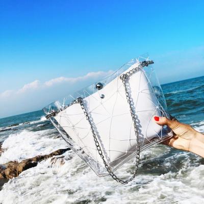 China Fashion Women Clear Cross - Body Purse Bag Shoulder Approved Handbag Transparent Plastic Bucket Purses for sale