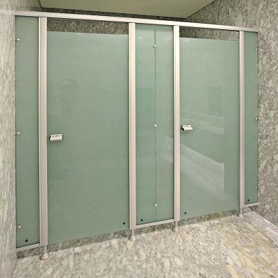 China Anti Corrosion Glass Cupboard Toilet Cubicle Partitions System For Hotel for sale