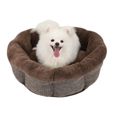 China Custom Breathable Soft Cushion Fluffy Washable Plush Around Sofa Bed Dog Bed Eco Friendly Pet Beds Waterproof Backing Luxury Cat for sale