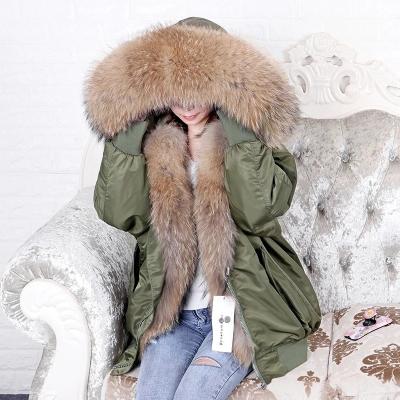 China New winter fashion embroidery ladies real raccoon fur coat warm natural women Anti-wrinkle sale real fur parka for sale