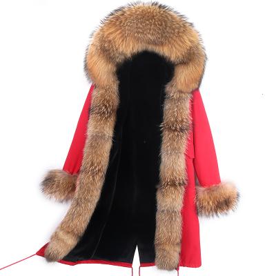 China Anti-wrinkle Men's Winter Parka Detachable Faux Fur Coat Real One X Long Hooded Jacket Striped Fur Outwear Men's Winter Clothes for sale