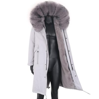 China Detachable Faux Fur Winter Parka Men Anti-Wrinkle Coat Real Hooded Jacket X Long Striped Fur Outwear for sale