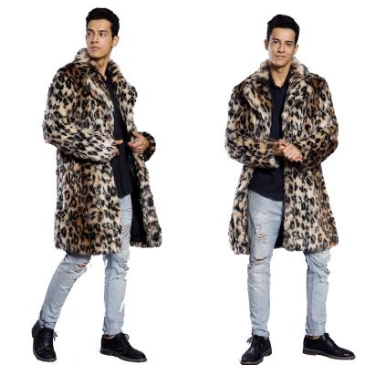 China Anti-wrinkle Outwear Men's Leopard Fur Coat Autumn And Winter Imitation Fur Coats Men's Suit Collar Long for sale