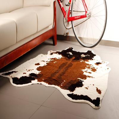 China Fake Covering Mat Children Rug Animal Fur Cowhide Rug Cowhide Blanket Non-Slip Wholesale Faux Fur Fabric for sale