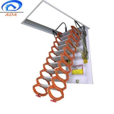 China Folding Ladders Space Saving Scissor Attic Ladder With Non Slip Step for sale