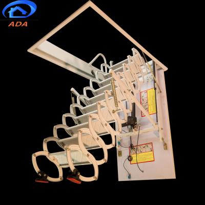 China Folding Ladders Morden Folding Aluminum Steel Automatic Electric Telescopic Attic Ladder for sale