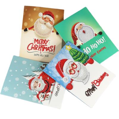 China 2021 Europe New Product 8pcs/set 5D DIY Handmade Diamond Painting Creative Merry Christmas Card for sale