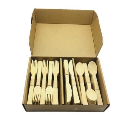 China Color Box Eco - Friendly Disposable Bamboo Cutlery Set 100 Fork , 50 Knife , 50 Spoon for sale