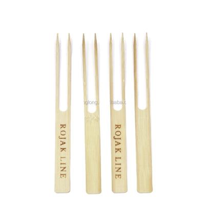 China Easily cleaned natural double fork bamboo skewers for sale