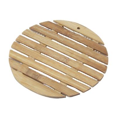 China Sustainable 18cm Round Shape Carbonized Color Bamboo Table Pad for sale