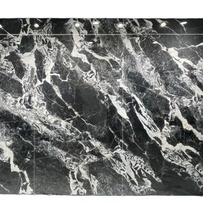 China Large Size Bright Black Shiny Mosaic Floor Tile 120x240 New Country AFFINARE Marble Wave Ceramic Flooring Tile 2400x1200mm Design 2400x1200mm for sale