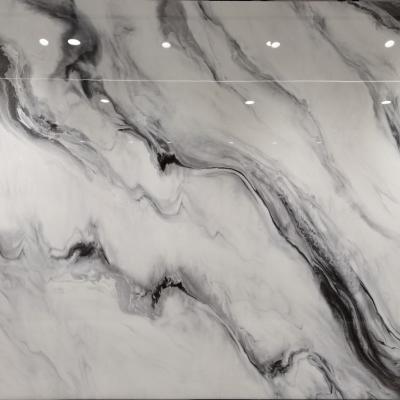 China Large Size Rural Black 800X2600MM White Glossy Thin Porcelain Slab Floor And Wall Tile for sale