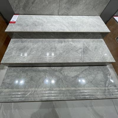 China AFFINARE 480X1200MM Gray Pattern High Glossy Full Body Marble Look Floor Stairs Step Tiles Porcelain Step Tiles for sale