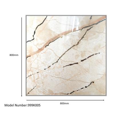 China Modern Gold Line Glazed Full Polished Porcelain Tiles Modern 800x800mm Interior Wall Stone Imitation Texture Line Tech Support for sale