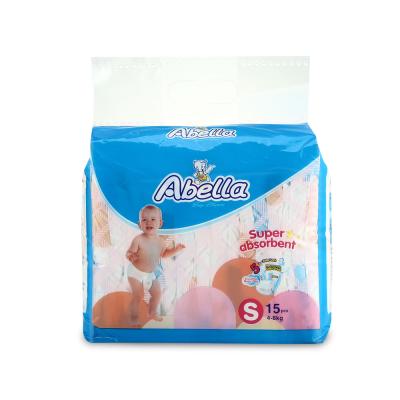 China Magical Disposable Babies Printed Down Like A Band Abella Brand Breathable Backsheet Printed Baby Diaper Cloth Pulp Soft Breathable for sale