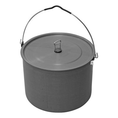 China Hard Anodized Aluminum+stainless Outdoor Cookware Set Large Capacity 15L Aluminum Alloy Cooking Pot Tableware For Picnic Camping Pot for sale