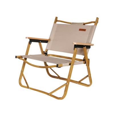 China Wood Grain Custom Logo Outdoor Foldable Chair Portable Aluminum Frame Folding BBQ Camping Chair for sale