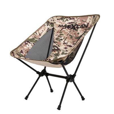 China Modern Portable Lightweight 7075 Camouflage Foldable Aluminum Frame Moon Camping Chair For Camping Fishing Hiking for sale