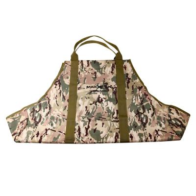 China 600D Oxford PVC Durable Waxed Waterproof Camouflage Firewood Carrier Log Carrier Bag For Outdoor Fireplace for sale