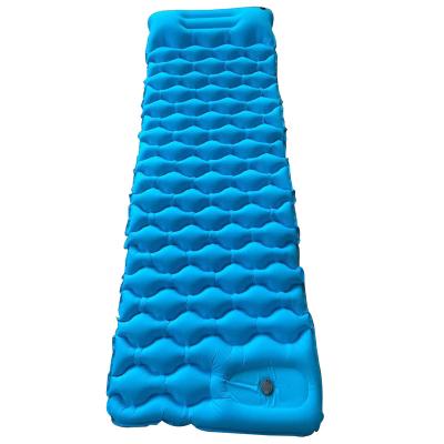 China Nylon Camping Backpacking Compact Air Pad Inflatable Sleeping Camping Mat Sleeping Pad With Pillow for sale