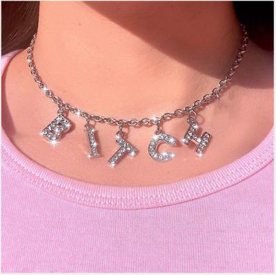 China FASHIONABLE High Quality Women's Set Diamond Body Jewelry European and American English DIY Custom 26 Letter Necklace DIY for sale