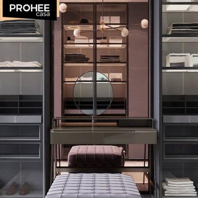 China Covered door wardrobe PROHEE high quality multi-compartment changing room furniture art wardrobe for sale