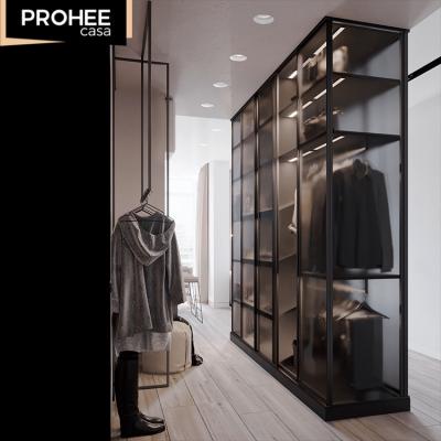 China Home Durable American Modern Restaurant Painting Tempered Glass Door Wardrobe for sale