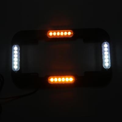 China Aluminum Alloy +PC License Plate Frame 12V 24W Signal Safety Vehicle Amber White Led Warning Light for sale