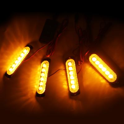 China Aluminum Alloy+PC 4x6led 24W Road Safety Signal Warning Strobe Grill Warning Light Amber Clear Led Flashing Kits for sale