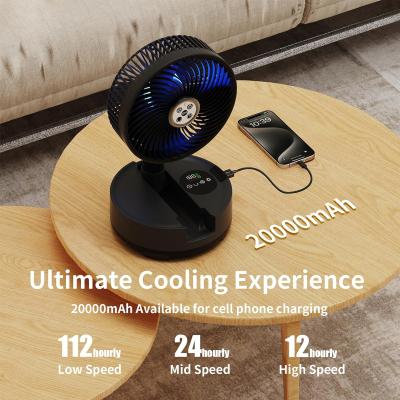 Китай Socool Fan 20000mAh Super Wind Portable Fan Remote Control Внутренний и наружный кемпинговый вентилятор Расширяемый регулировка 9-я скорость 8-часовой тайминг USB аварийный источник питания складной вентилятор продается